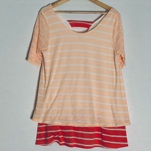 Anthropologie Peach and Red Striped Tunic
